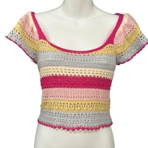 Colorful Striped Knit Crop Top